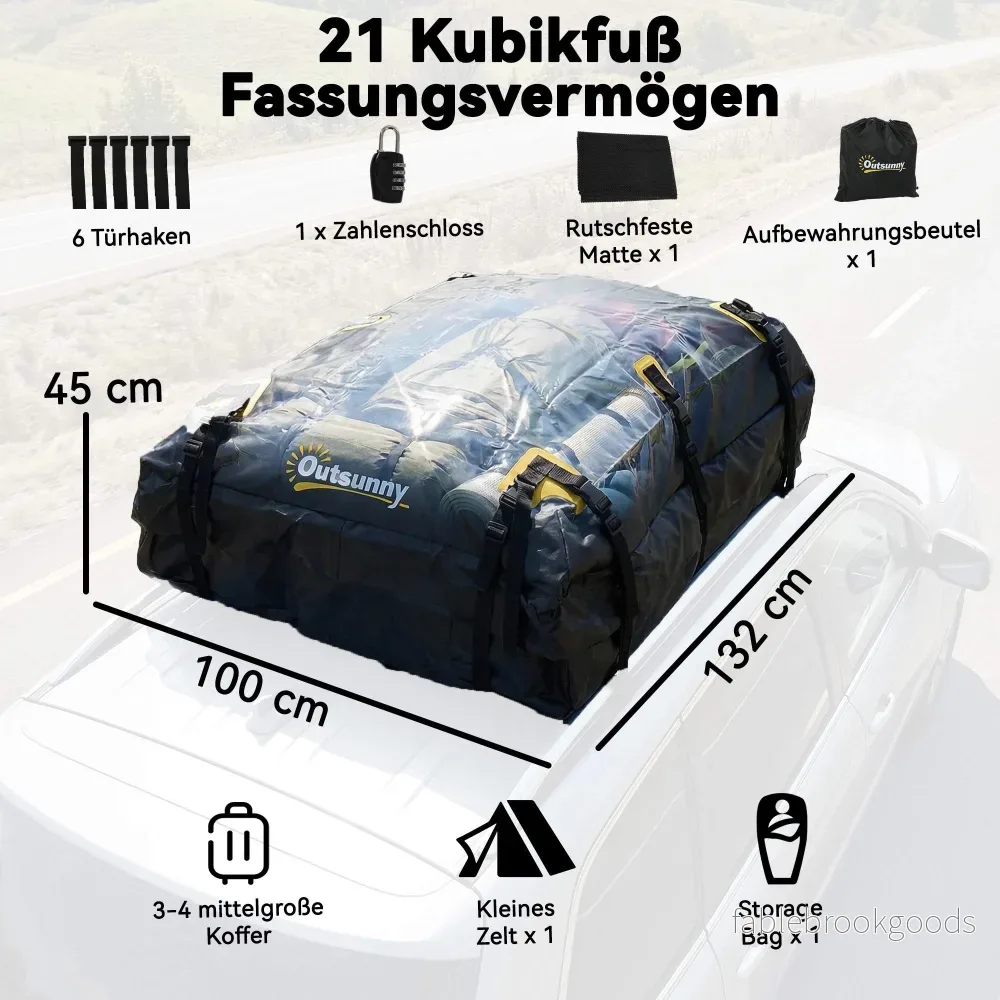 Lastbox på biltaket, 21 kubikfot, vattentät med remmar - Bild 3