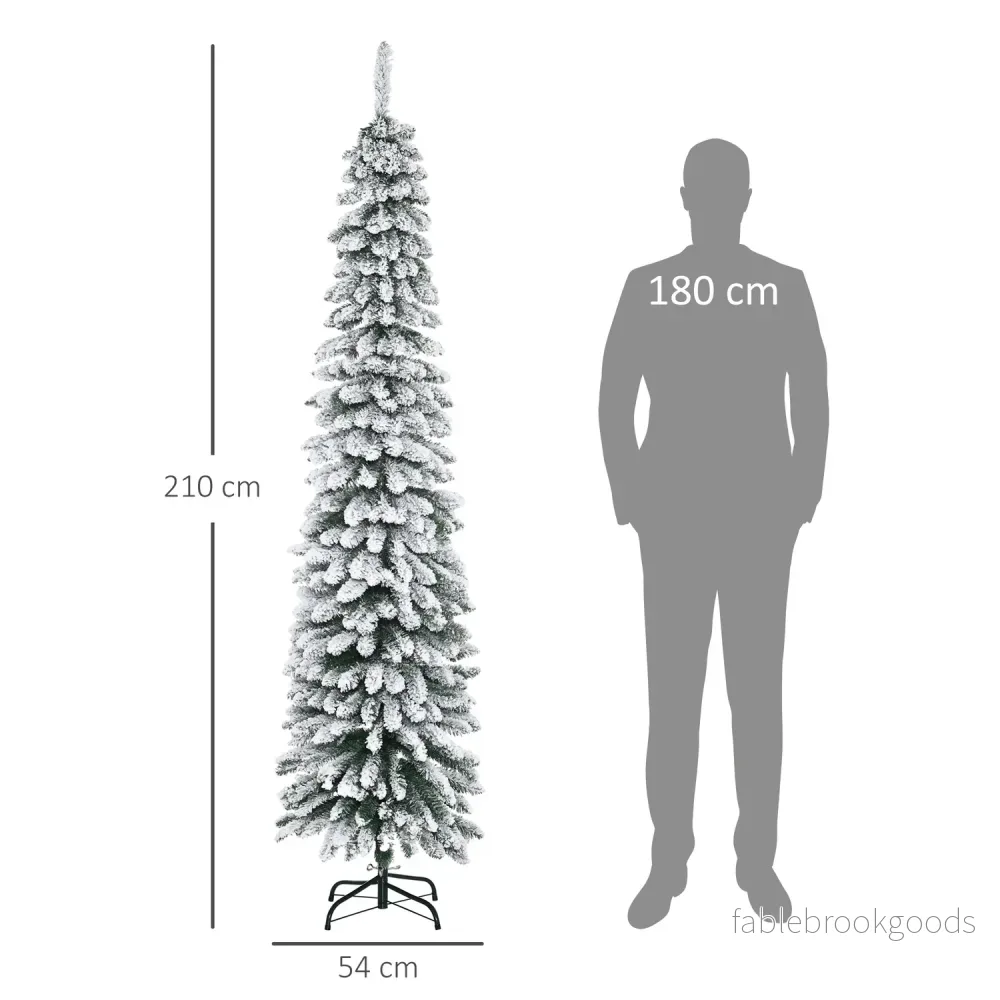 Konstgjord julgran 210cm med snö och metallställ - Bild 3