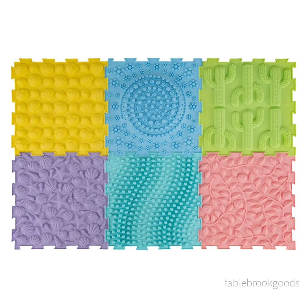 Hopfällbar – sinnesmatta, ortopedisk lekmatta i vattentätt material, cm, pastellfärgad macaron ton – 30 x 30