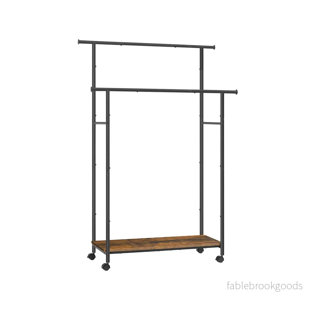 Klädställ på hjul med vintagelook i brunt och svart Klädställ på hjul med vintagelook i brunt och svart