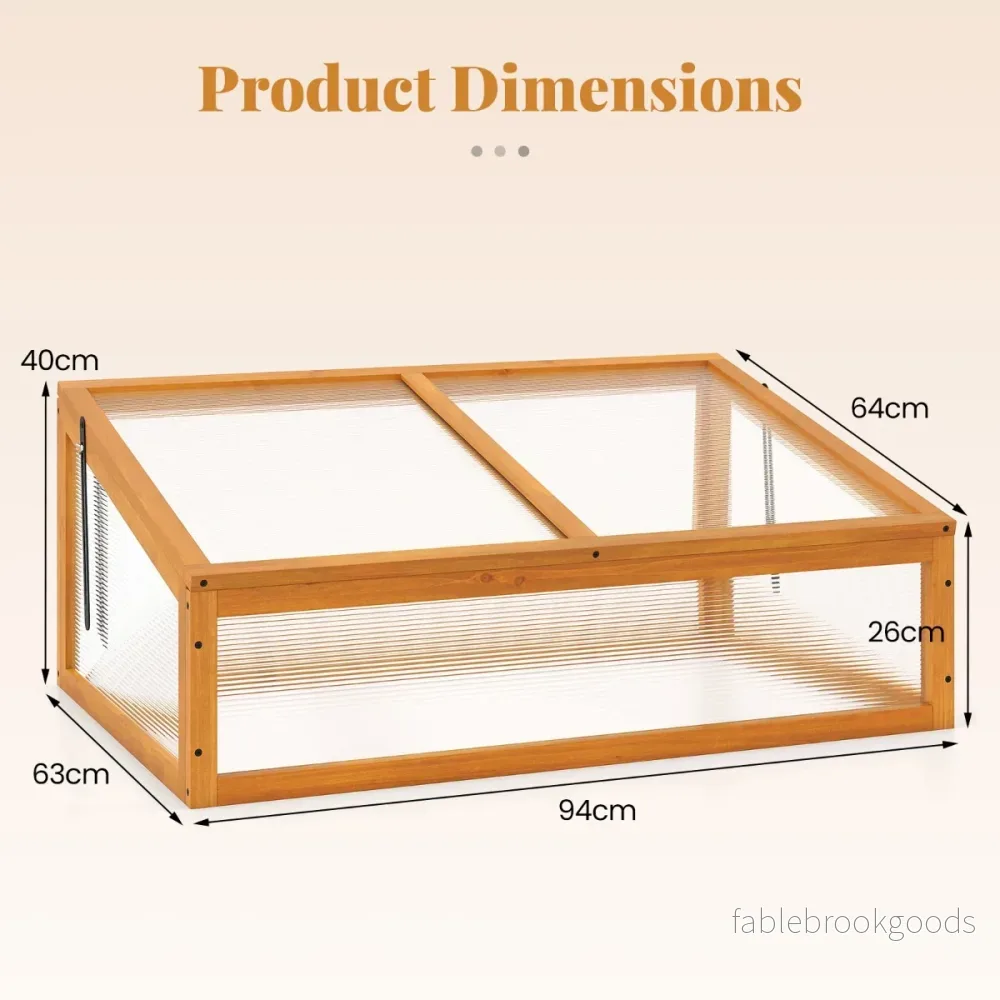 Växthus – Drivhus Trä förhöjd odlingsbädd med transparent vikbart tak – 94 x 63 x 40 cm – Orange - Bild 2