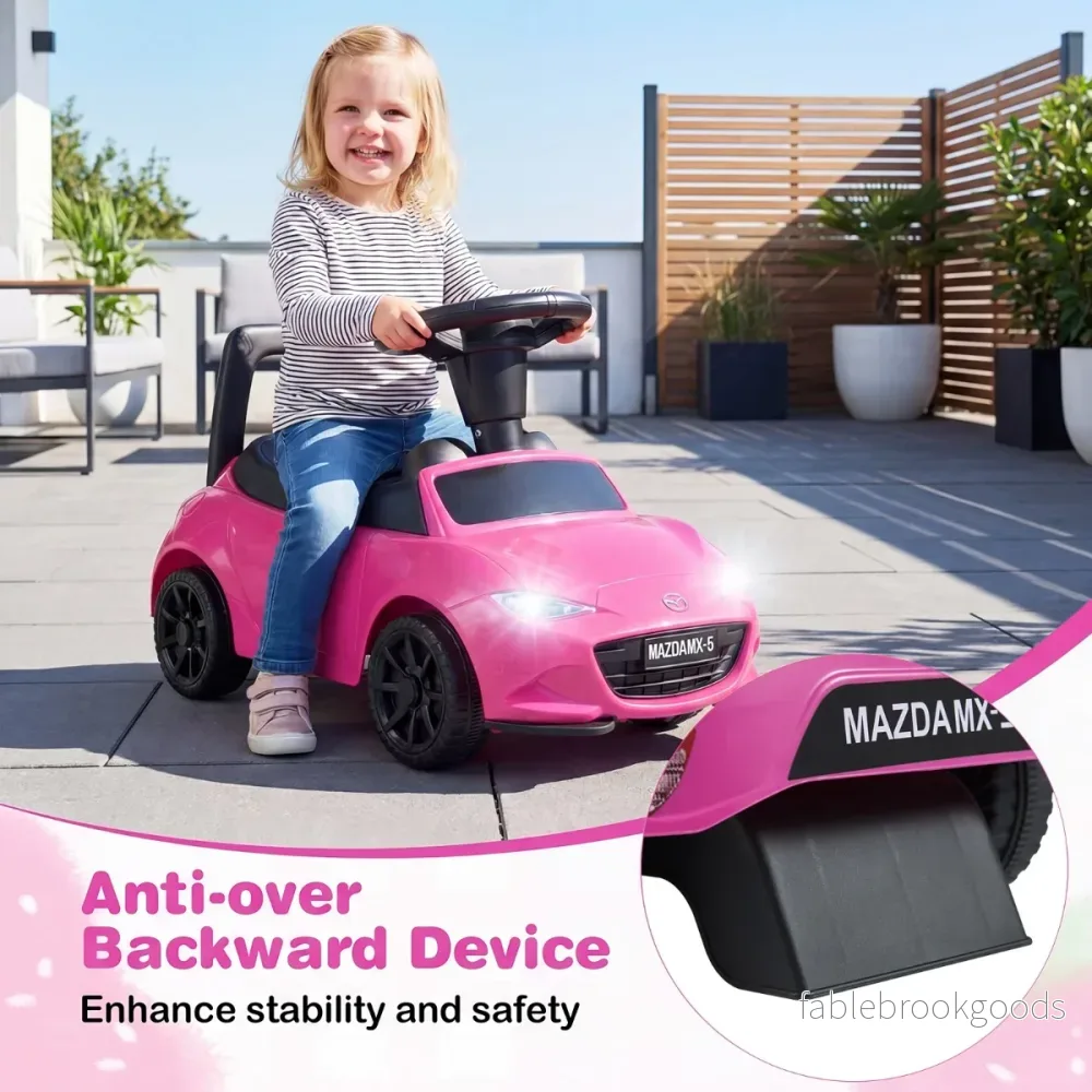 Rutschauto – mit Licht och Kippschutz Stauraum unter dem Sitz Rutschfahrzeug Kinderfahrzeug – Rosa - Bild 3