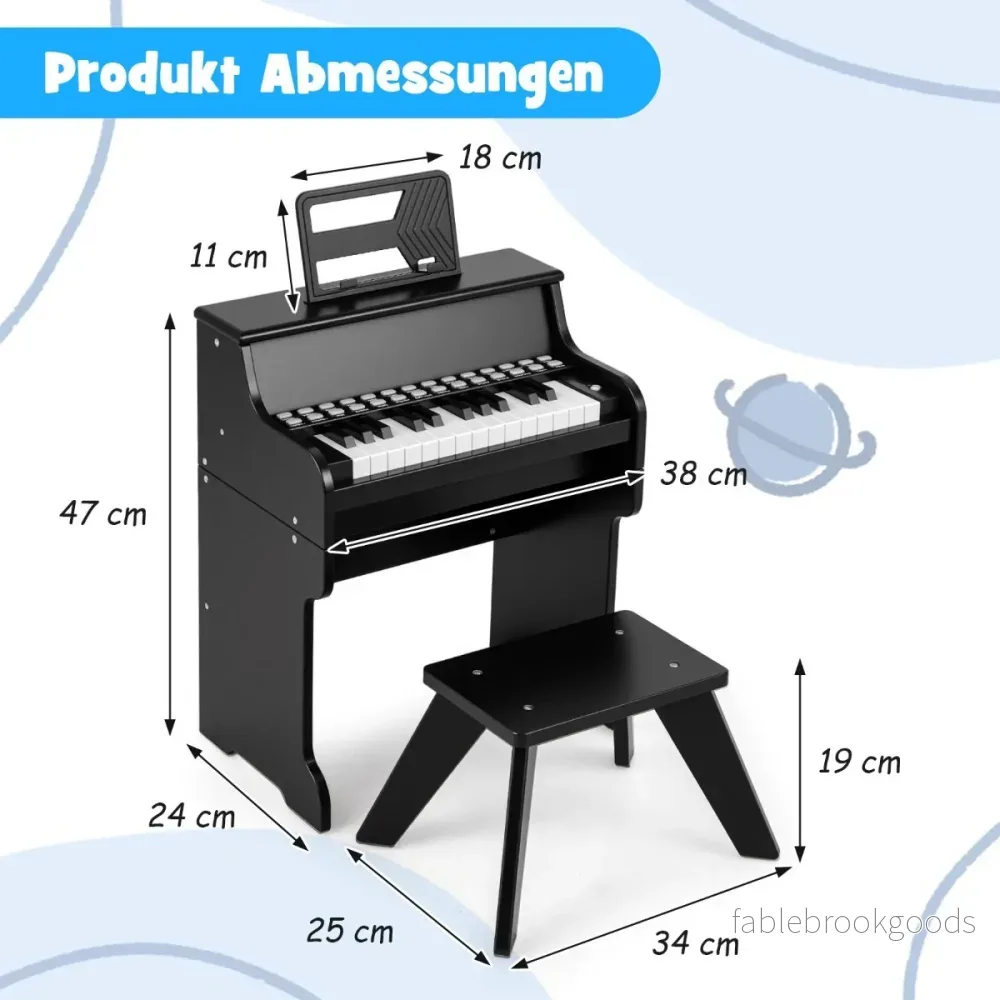 tangenter – Mini digitalpiano med pall Barnpiano justerbar hastighet – 25 – Svart - Bild 2