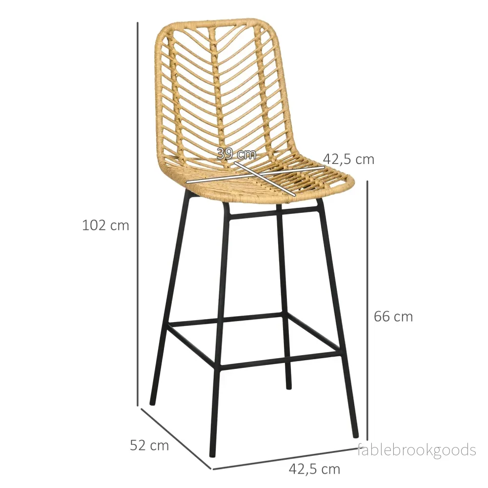 Gula stålbarstolar Set om 2 med ryggstöd, Boho Design - Bild 3