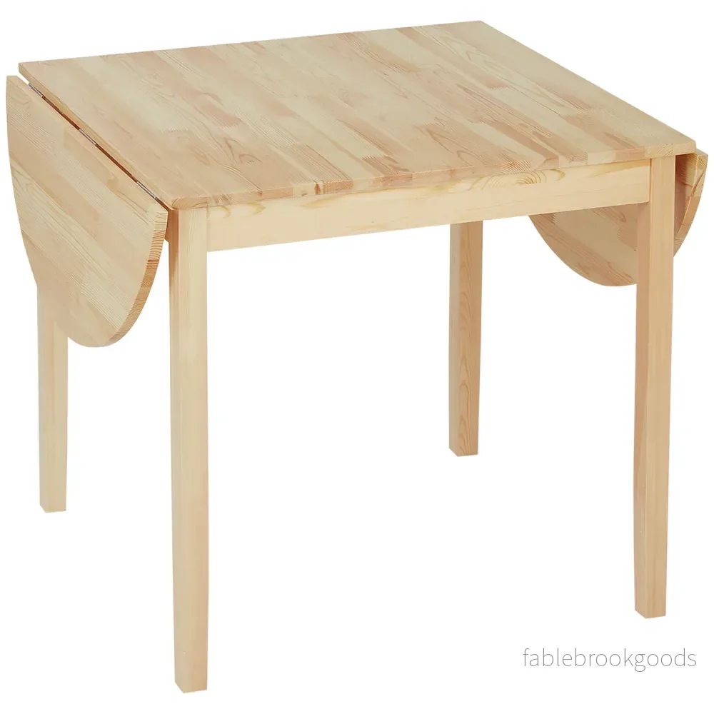 Matbord av trä, hopfällbart köksbord för 6 personer med bladdesign, 140 x 70 x 75 cm, naturligt trä