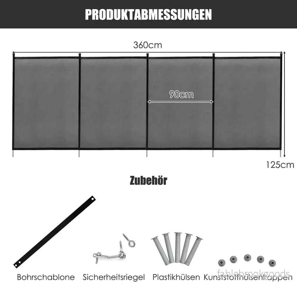Poolstaket – barnsäkerhetsstaket poolsäkerhetsstaket dammstaket – 366 x 122 cm – Svart - Bild 2