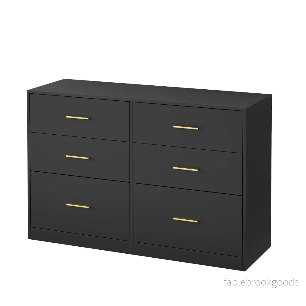 Commode – 6 Lades – Modern – 119 cm Breed – Zwart Commode – 6 Lades – Modern – 119 cm Breed – Zwart
