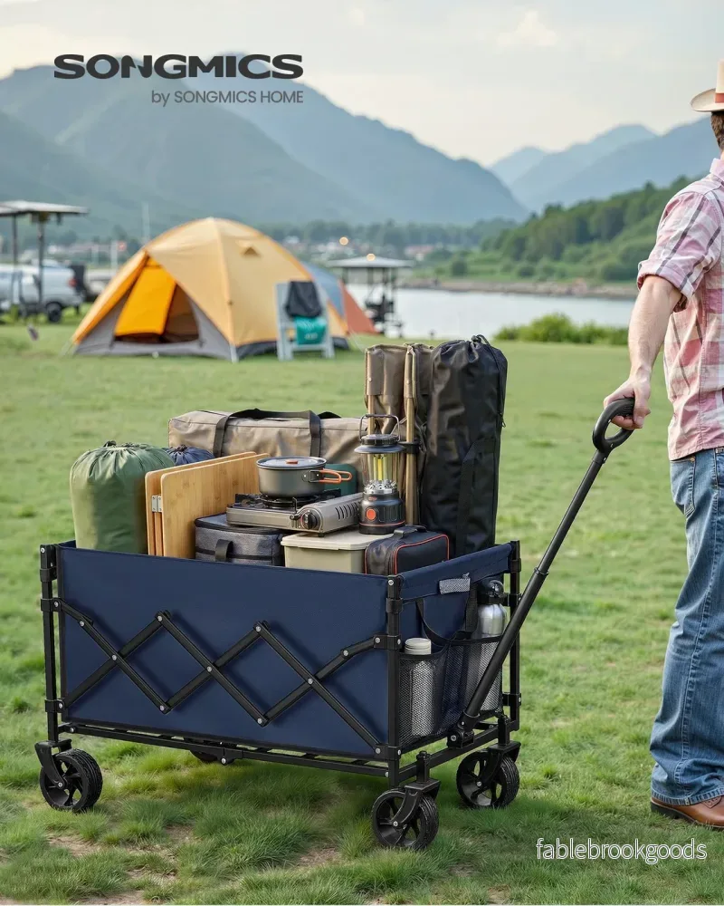 Handkar - 42 x 67 x 90,5 cm - 90 liter - Middernachtblauw - Max. draagkracht 216 kg - Opvouwbaar - Gewicht 5 kg - Bild 2