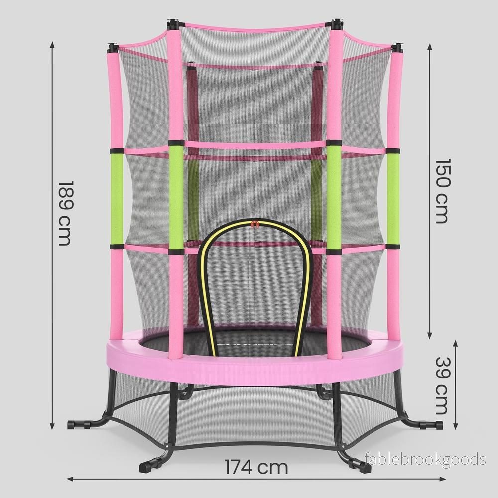 Kindertrampoline - 174 cm - Veiligheidsnet - Randbescherming - Roze - Bild 2