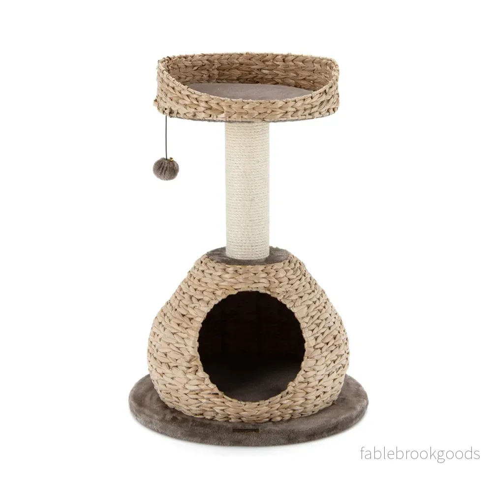 Litet – kattträd med grotta och naturlig sisal handgjord korg – Ø 48 x 70,5 cm – Brun - Bild 2