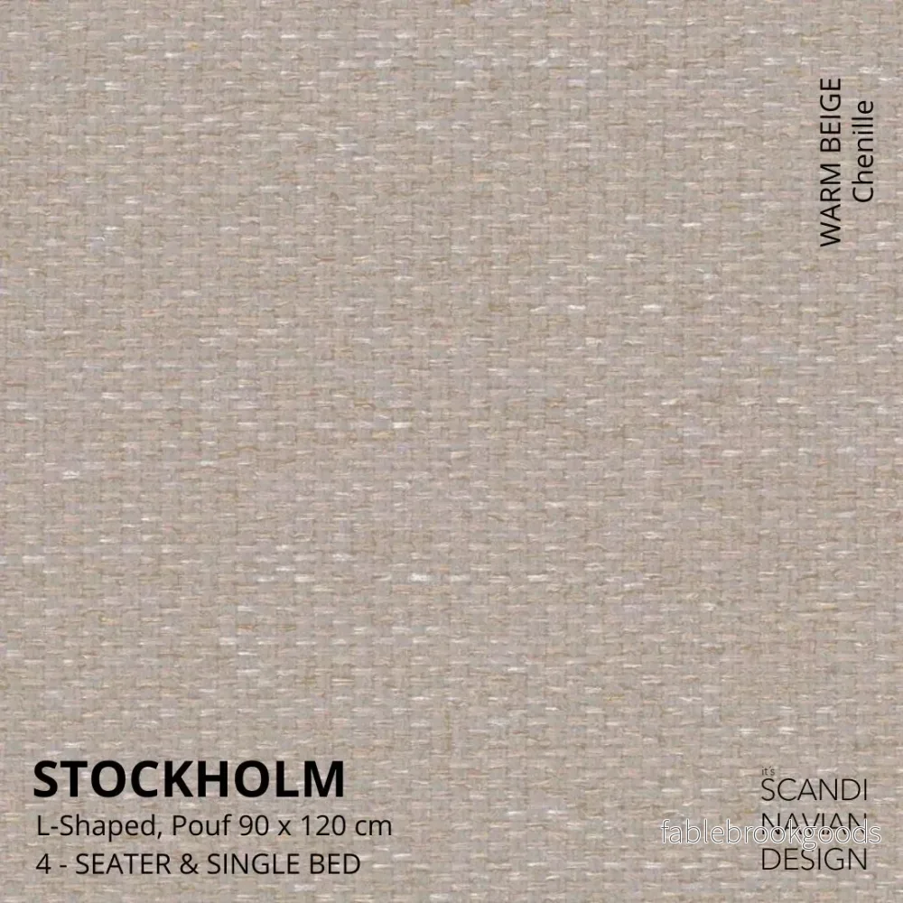 Stockholm L- Shaped sofa/single bed Chenille Warm Beige removable & washable cover - Bild 2