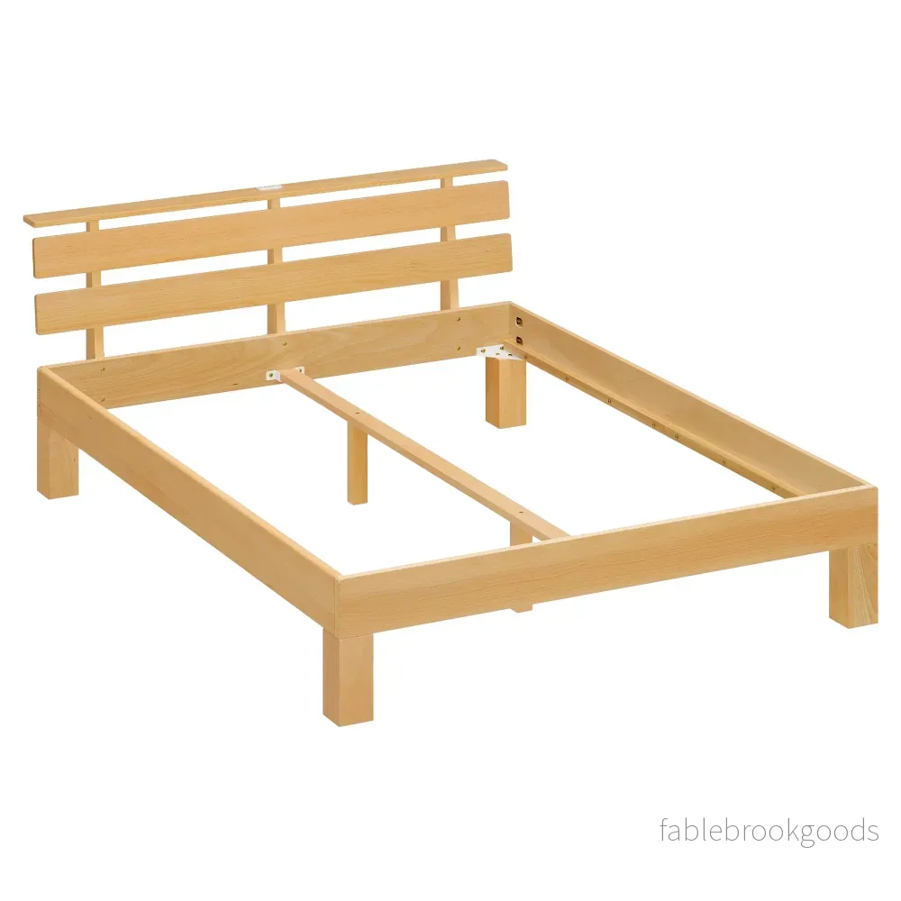 Bedframe - Van Massief Beukenhout - Hoofdbord met LED en USB - Naturel - 221,2 x 144,5 x 78 cm - Bild 2