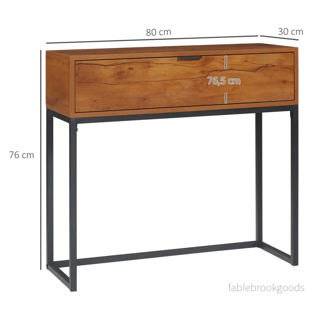 Industriell konsolbord med låda – Stål & Natur, 80x30x76 cm - Bild 3