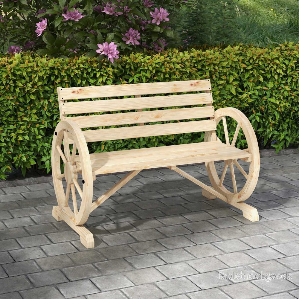 Trädgårdsbänk, 2-sits, vagnhjuldesign - Bild 2