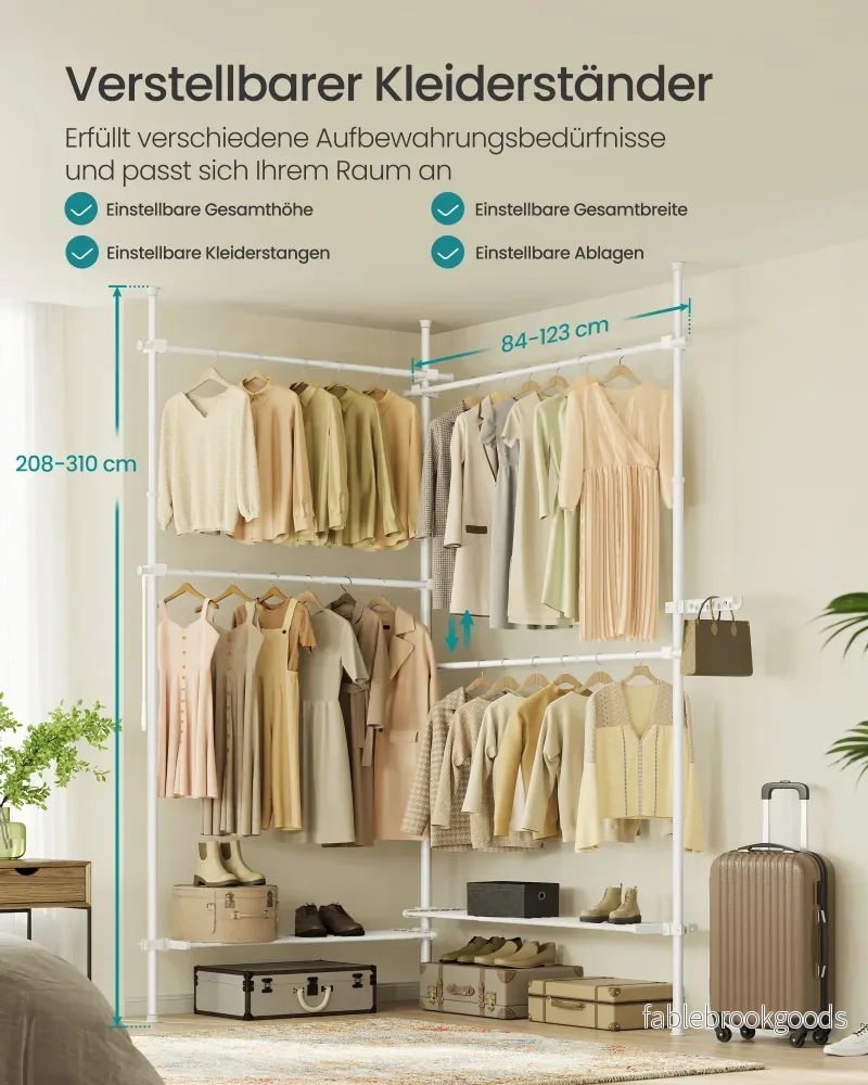 Klädställ – Justerbart och robust – Matt vit - Bild 3