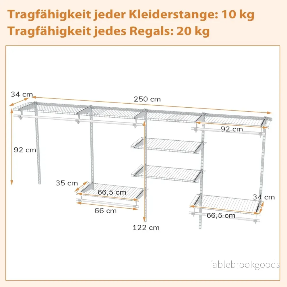 Öppen – garderob Utbyggbar DIY förvaringssystem – 122-244 cm – Vit - Bild 2