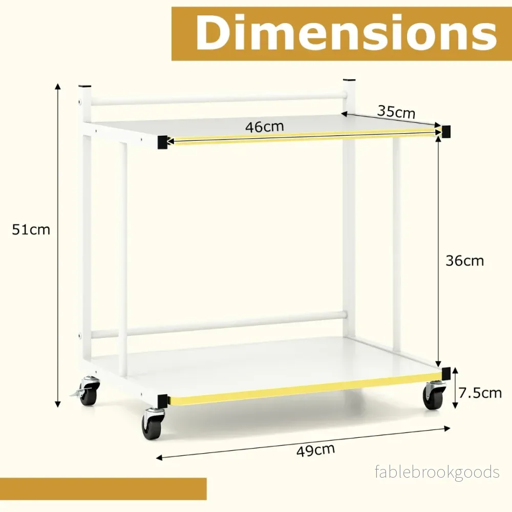 Sidebord – med hjul och öppna hyllor Skrivbord för skrivare C form Soffbord – 2 – Vit - Bild 2