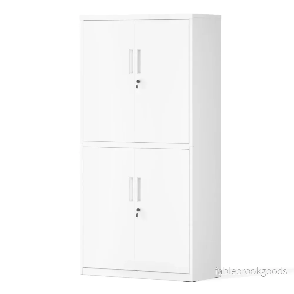Archiefkast - 4 Deuren - 5 Verstelbare Planken - Met Slot - Wit