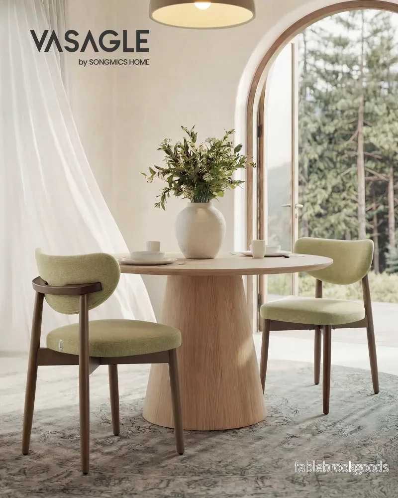 Eetkamerstoel - 2-Delige Set met Massief Houten Poten - Olijfgroen - 50 x 51 x 82 cm - Bild 2