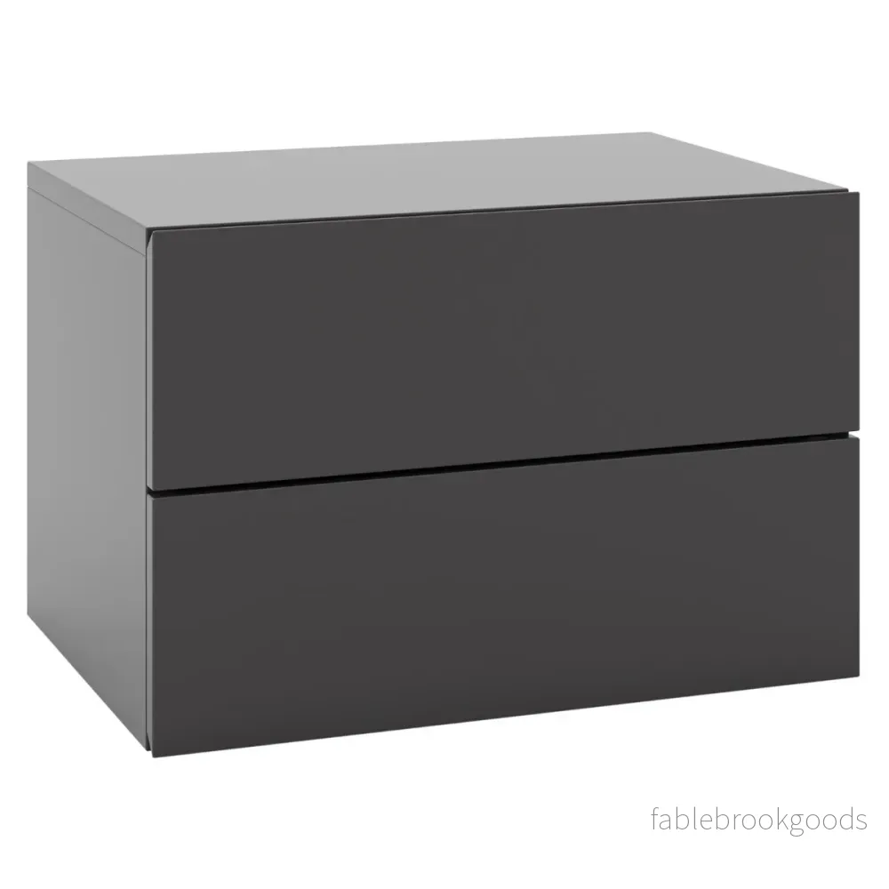 Sängbord – hängande vägghylla med lådor sidobord väggmonterad – 2 42 x 30 x 28 cm – Grå