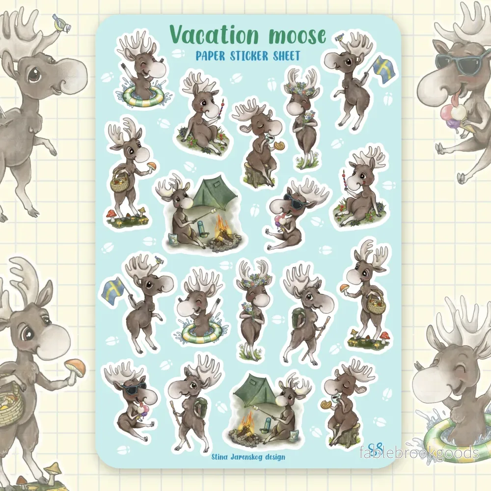 Klistermärkesark -Vacation moose (Älgar)