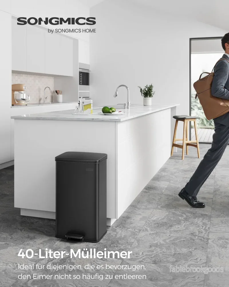 Pedalsoptunna – 40 liter – stål – svart - Bild 2