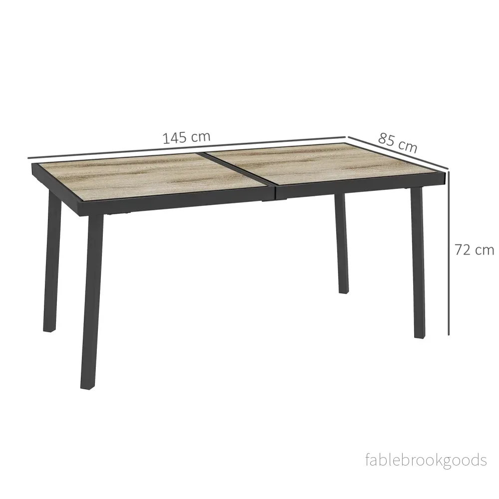 Utomhusmatbord för 6, trälook, stålstomme, grå - Bild 3