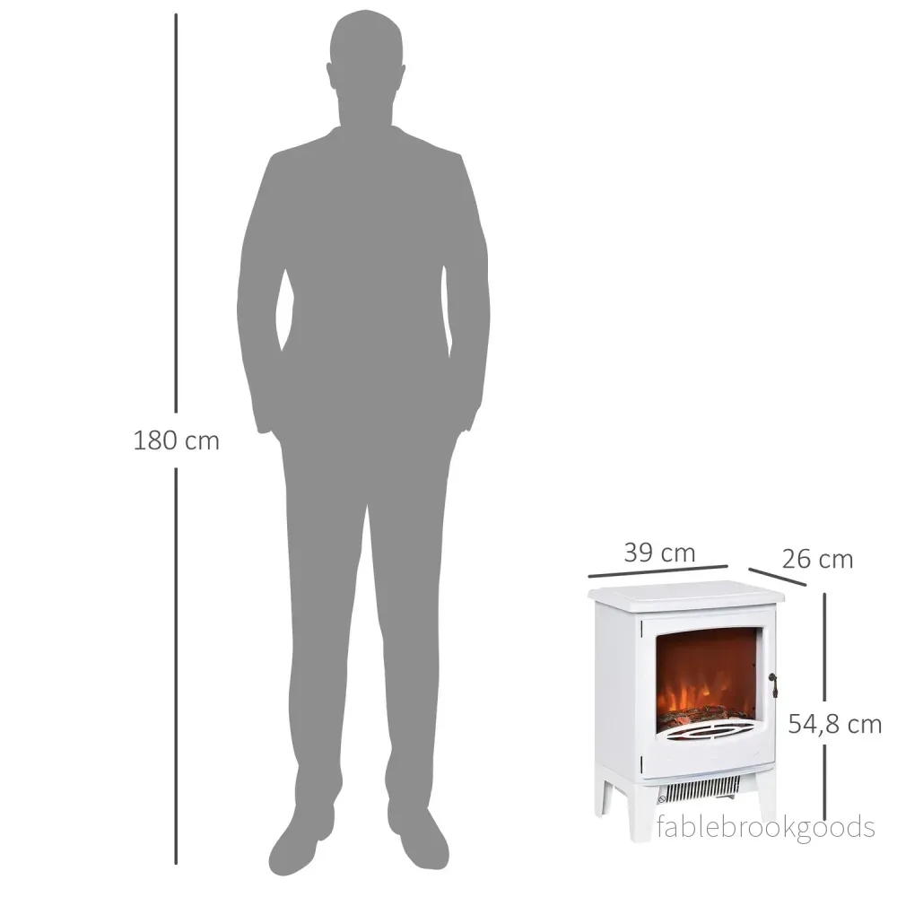 Fristående LED El-kamin, Vit, 900/1800W - Bild 3