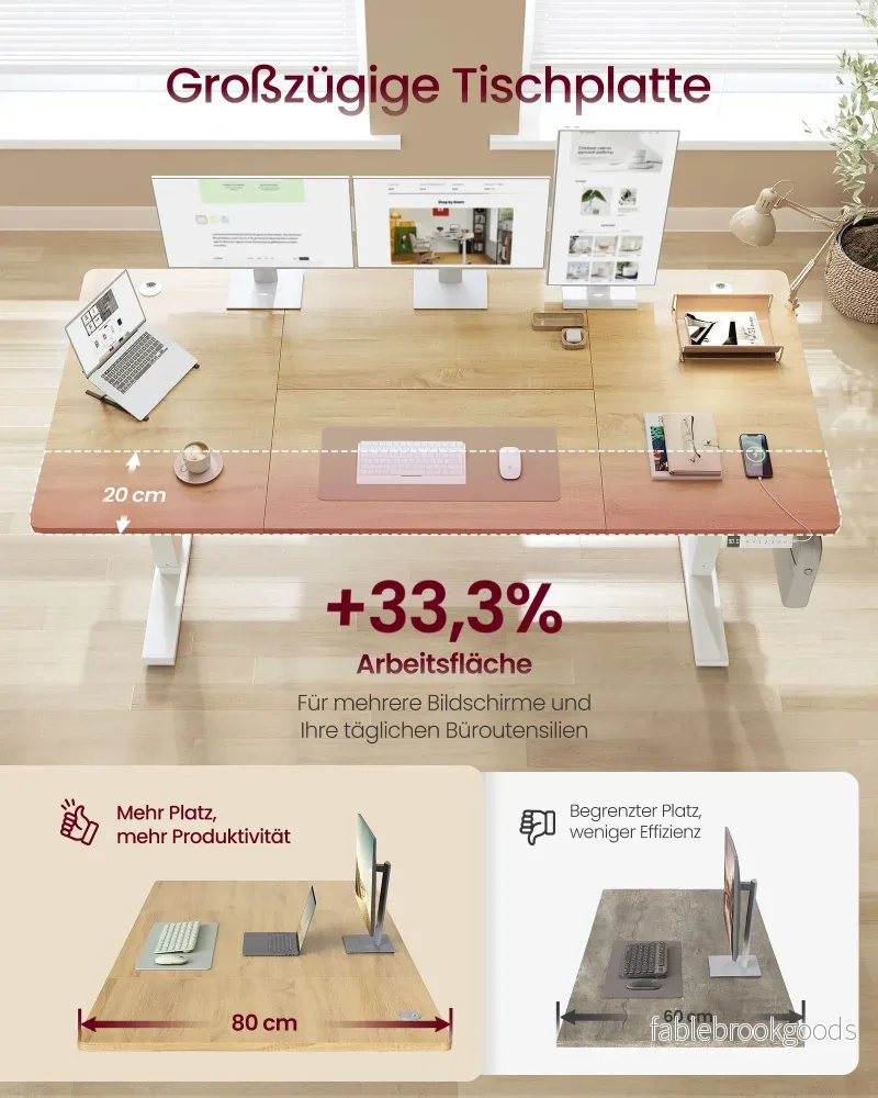 Bureau - In Hoogte Verstelbaar met Geheugenfunctie - Zit-Sta - Goudeiken en matwit - 180 x 80 x (72-120) cm - Bild 3