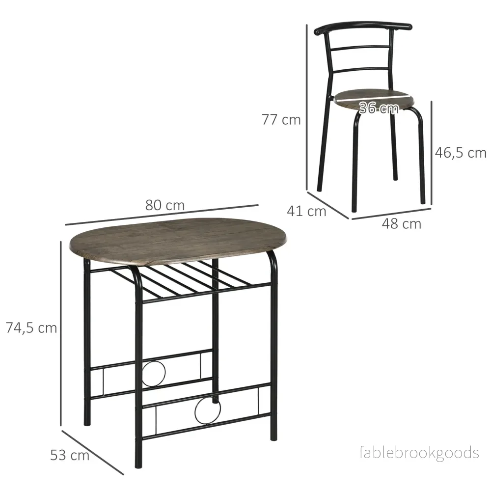 Svart ovalt köksmatbordsset med förvaring, metall - Bild 3