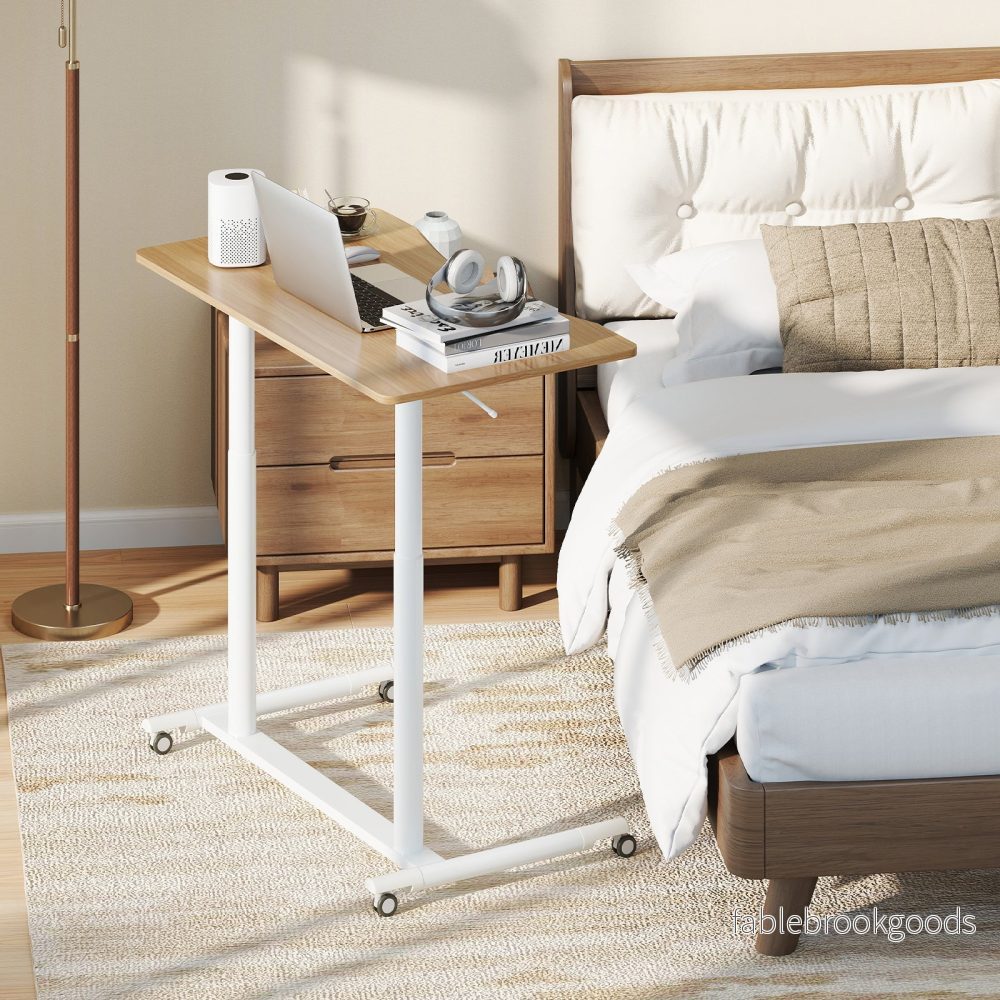 C – formad skrivbord med hjul höjdjusterbart datort Ståbord – 70-106 cm – Natur - Bild 3