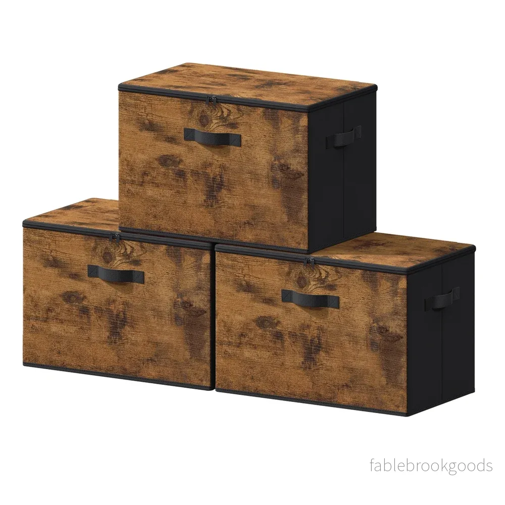 Opbergbox – Opvouwbaar met Handgrepen – Set van 3 – Bruin – 50 x 30 x 30 cm Opbergbox – Opvouwbaar met Handgrepen – Set van 3 – Bruin – 50 x 30 x 30 cm