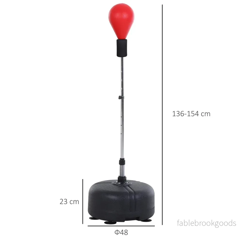 Boksboll med stativ, 136-154 cm höjdjusterbar boxningssäck, stående boll med boxningshandskar, för tonåringar och vuxna, för utrustning, stressavlastning, fitness, röd - Bild 3