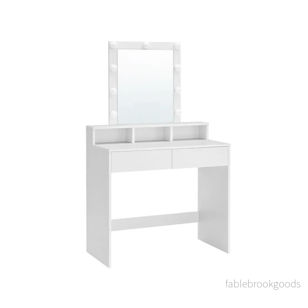 Sminkbord – Dimbara glödlampor – 2 lådor – Vit Sminkbord – Dimbara glödlampor – 2 lådor – Vit
