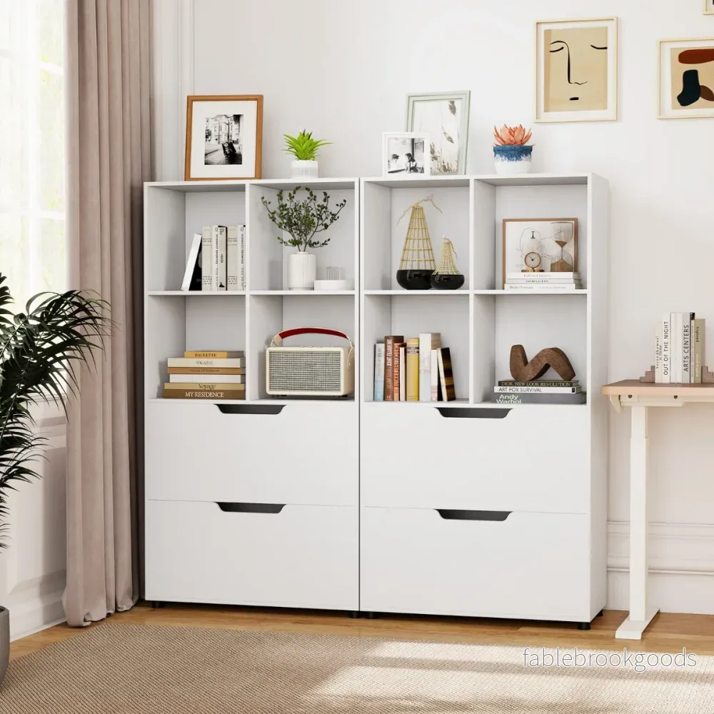 Kub – Bokhylla med Låda steg fristående – 4 2 130 cm 5 – Vit - Bild 3