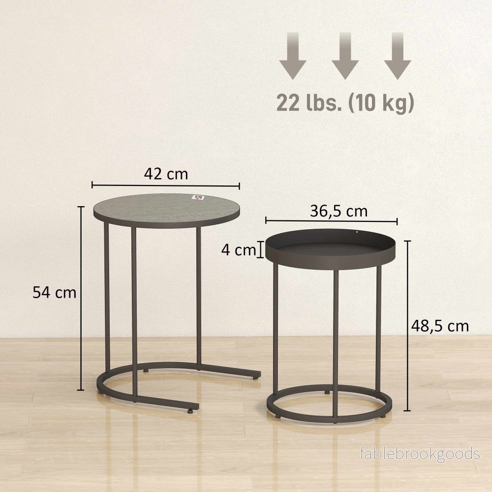 Soffbordsset med hopfällbara möbler, metallbricka, grå - Bild 3