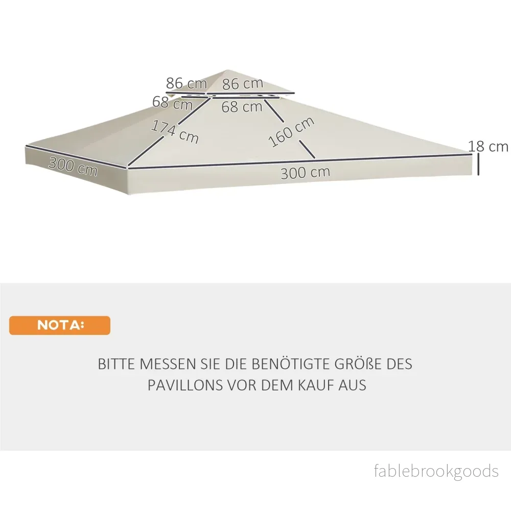 Metal Gazebo Ersättningstak, 3x3M, Cream Polyester - Bild 3