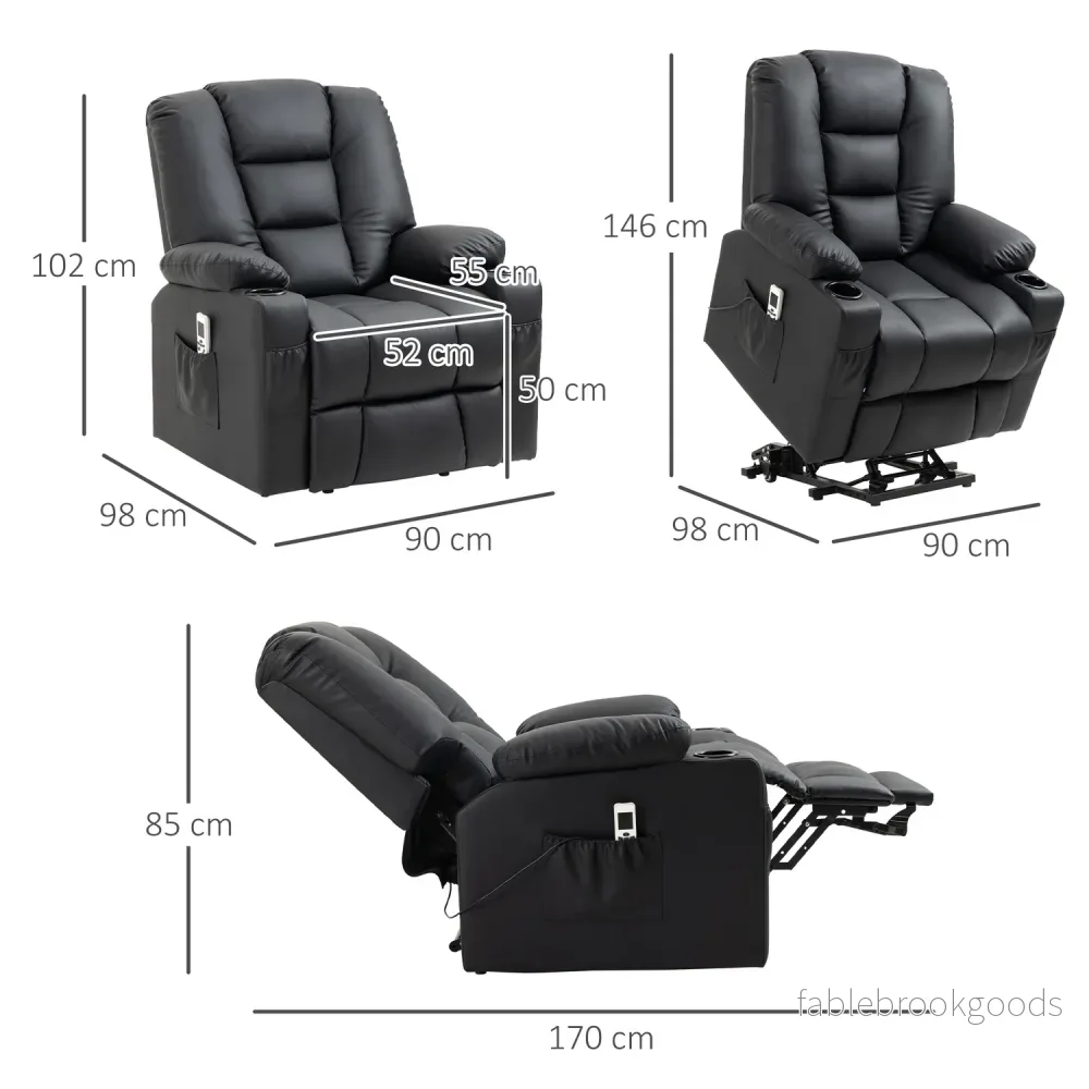 Liggande massagestol, USB & Fjärrkontroll, 150 kg Kapacitet, Svart - Bild 3