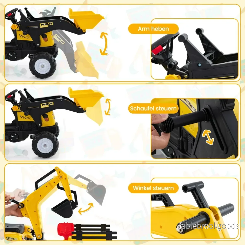 i – åkgrävmaskin för barn bulldozer med hjul – 3 1 6 178 x 42 x 60 cm – Gul - Bild 2