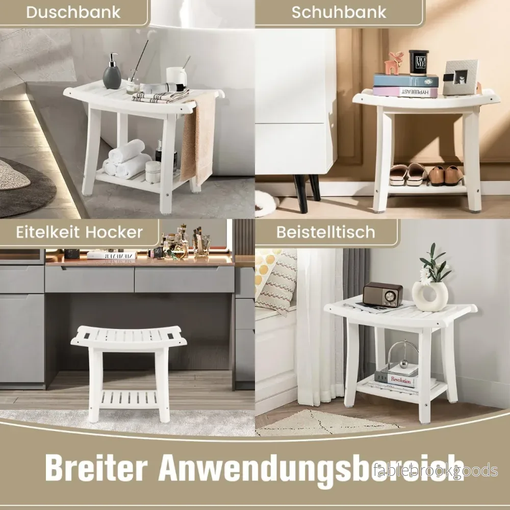Duschbänk – Vattentät duschpall med böjd sits – 60,5 x 34 x 48 cm – Vit - Bild 3