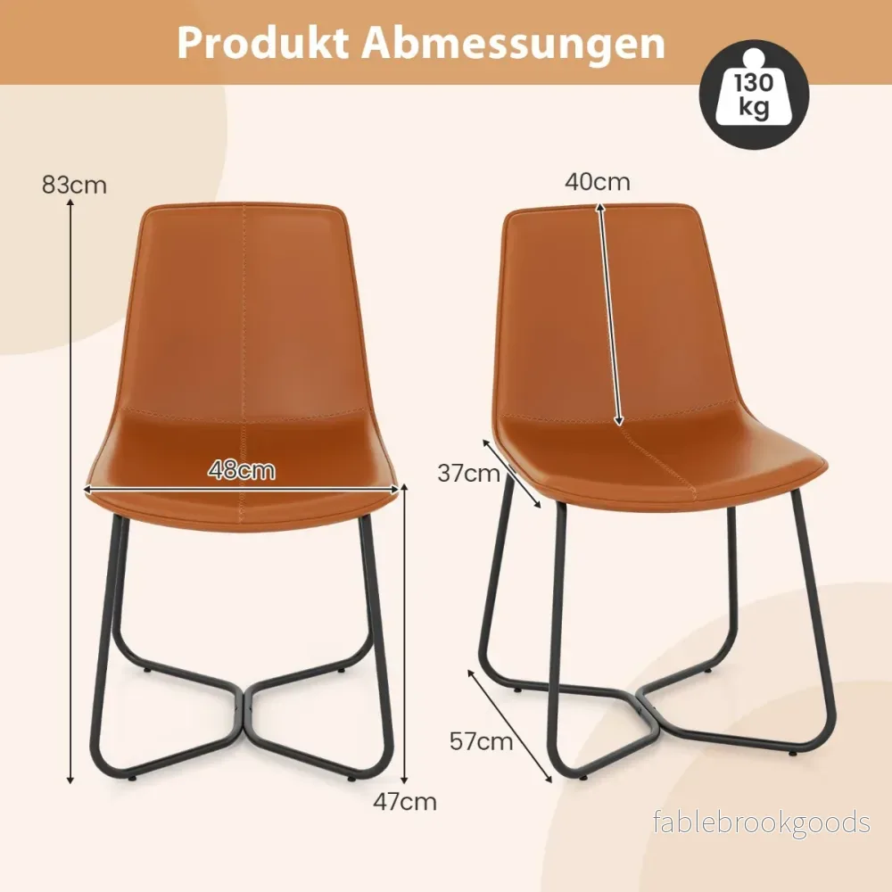 Set – med matsalsstolar köksstolar gjorda av konstläder klädda bruna metallben – 2 – Brun - Bild 2