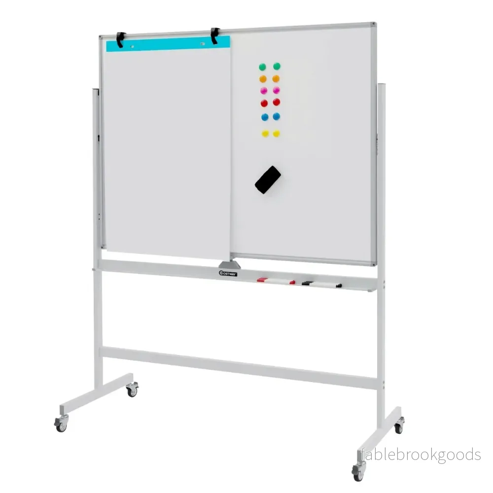 Magnetisk – dubbelsidig whiteboardtavla med hjul för klassrummet på kontoret och hemma – Vit - Bild 3