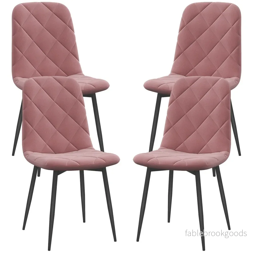 Matsalsstolar set om 4 köksstolar med ryggstöd, sammetslook, fåtölj 45 x 54 x 87 cm rosa