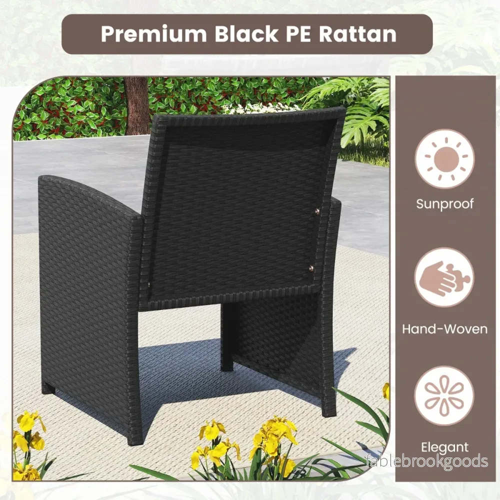 delad – rattan trädgårdsmöbel wicker sits soffa med härdat glas soffbord – 4 2 – Svart - Bild 3
