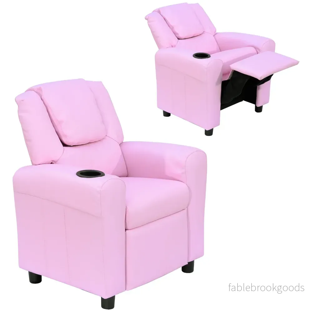 Fåtölj för barn med mugghållare, rosa fåtölj för åldrarna 3-6