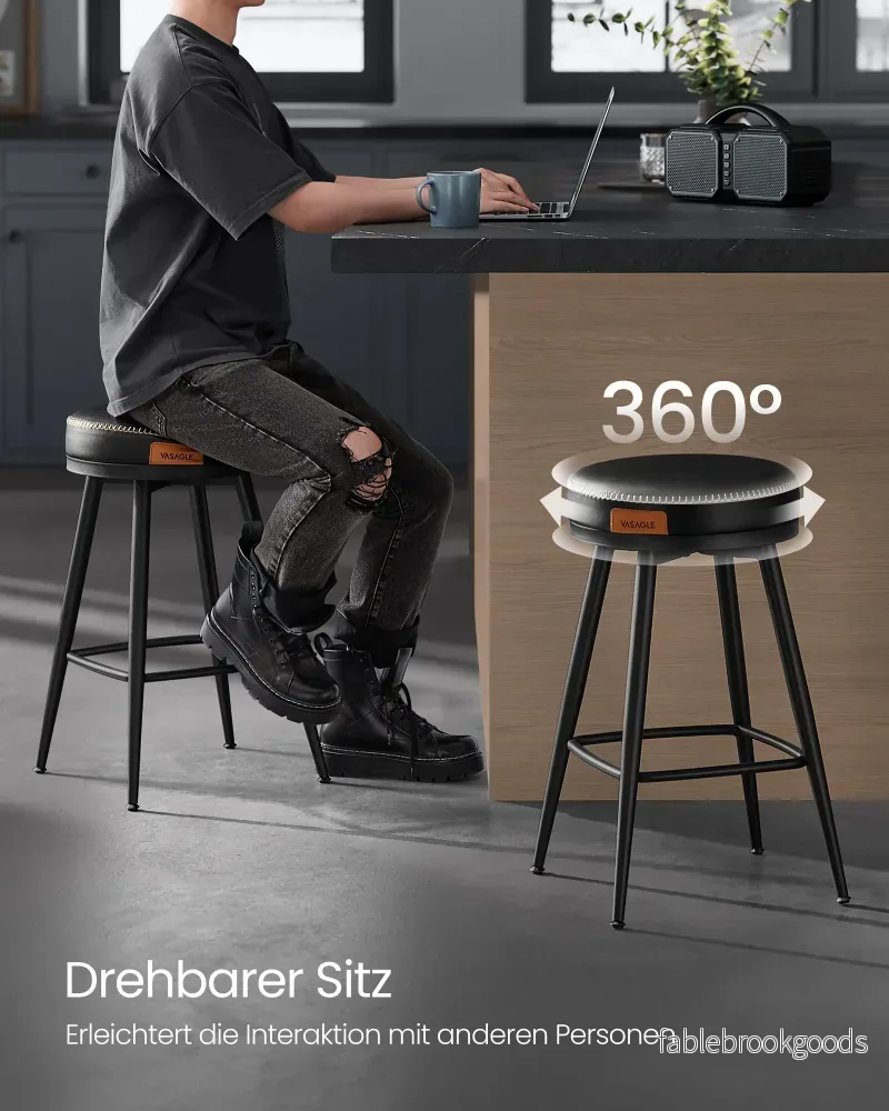 Barstol Set om 2 – 65 cm Hög – Bläcksvart - Bild 3