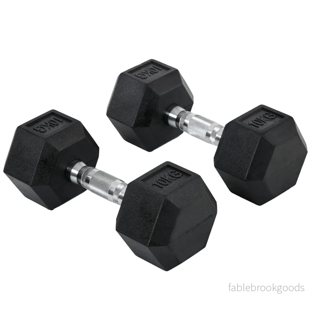 Hexagon Hantelset, 2x10kg svart gummibelagt järn