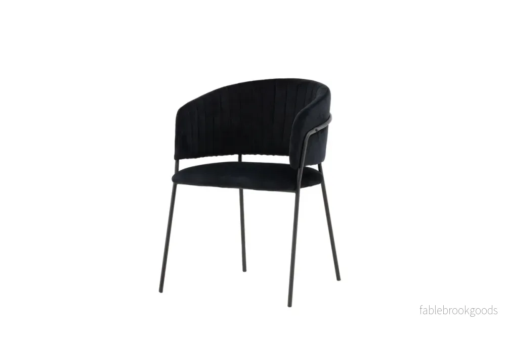 Selma Matstolar 2-pack Svart – Eleganta Sammetsstolar med Armstöd | Venture Home - Bild 3