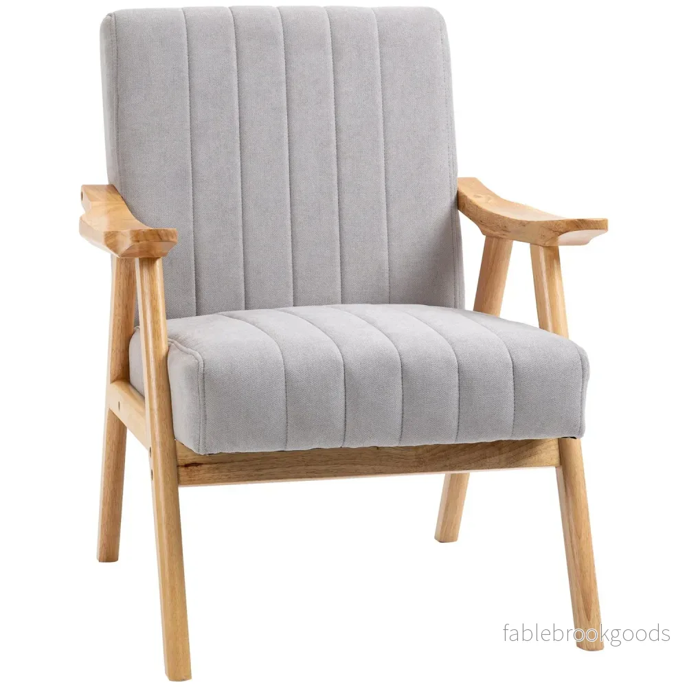 Klädd Wing Chair i sammetslook, Scandi Design, Grå