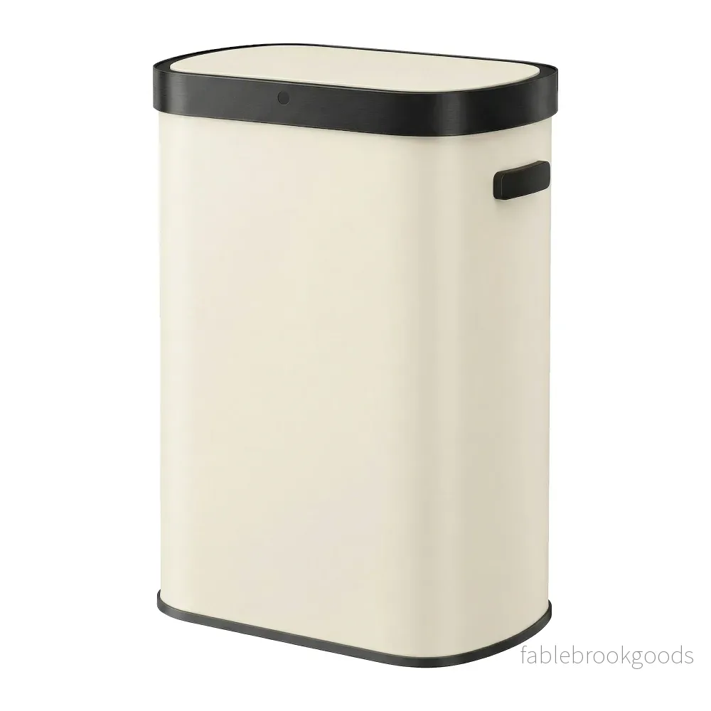 Sensor Prullenbak – 50 Liter – Soft-Close Deksel – Staal – Crème Sensor Prullenbak – 50 Liter – Soft-Close Deksel – Staal – Crème
